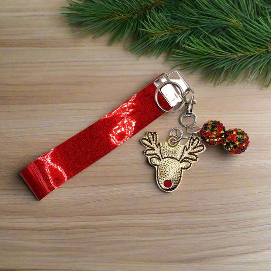 Red Nose Reindeer Keychain and Wristlet