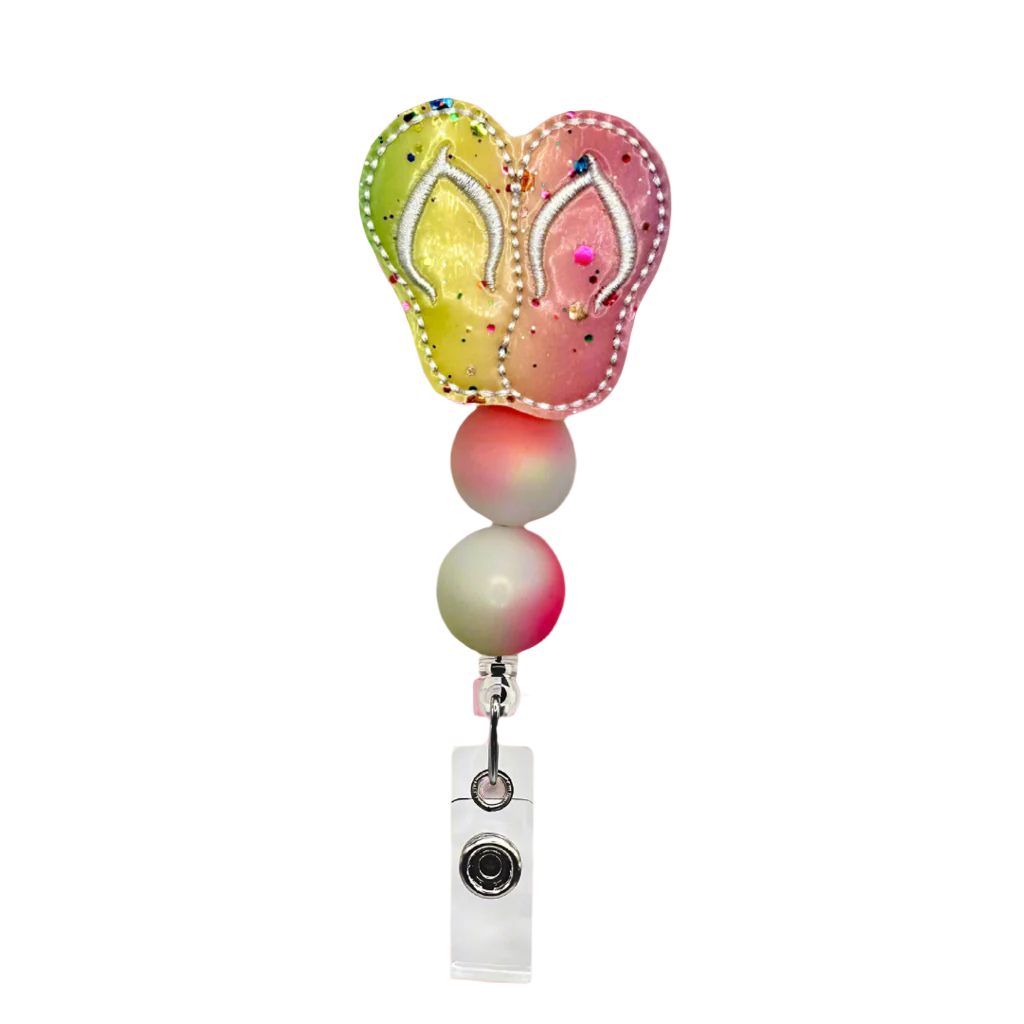 Sparkle Flip Flop Badge Reel