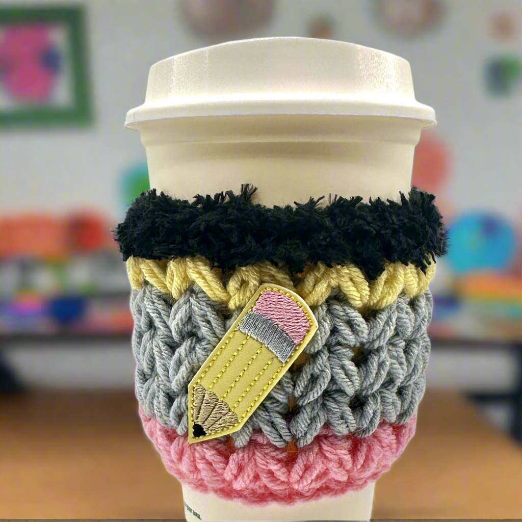 Pencil Crocheted Coffee Cozy