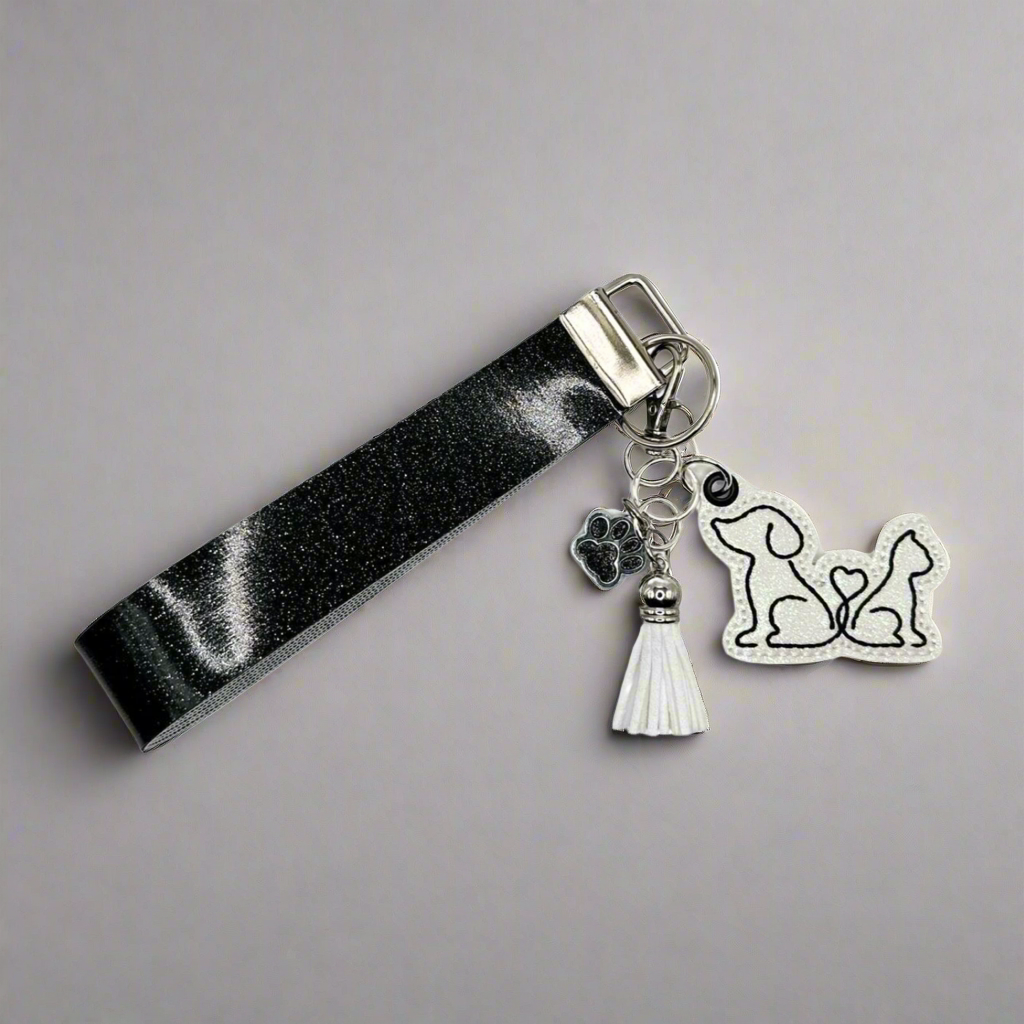 Dog and Cat Heart Tail Keychain and Wristlet