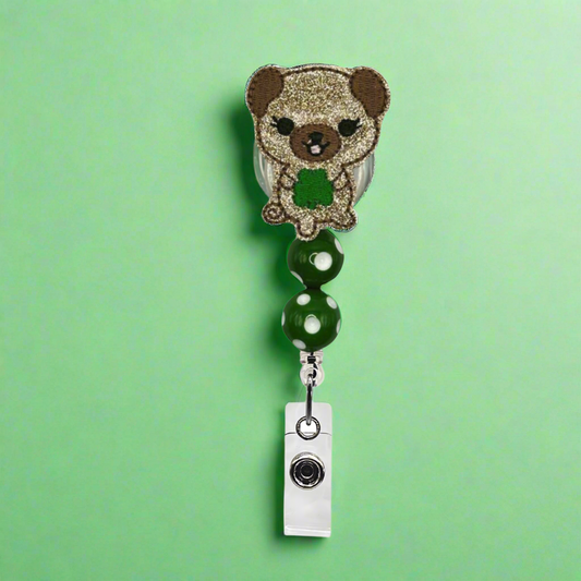 Dog with Shamrock Badge Reel