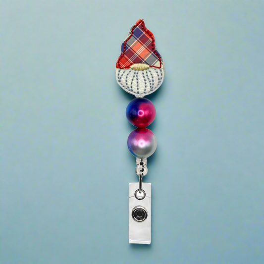 Patriotic Plaid Gnome Badge Reel