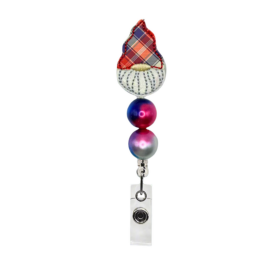 Patriotic Plaid Gnome Badge Reel