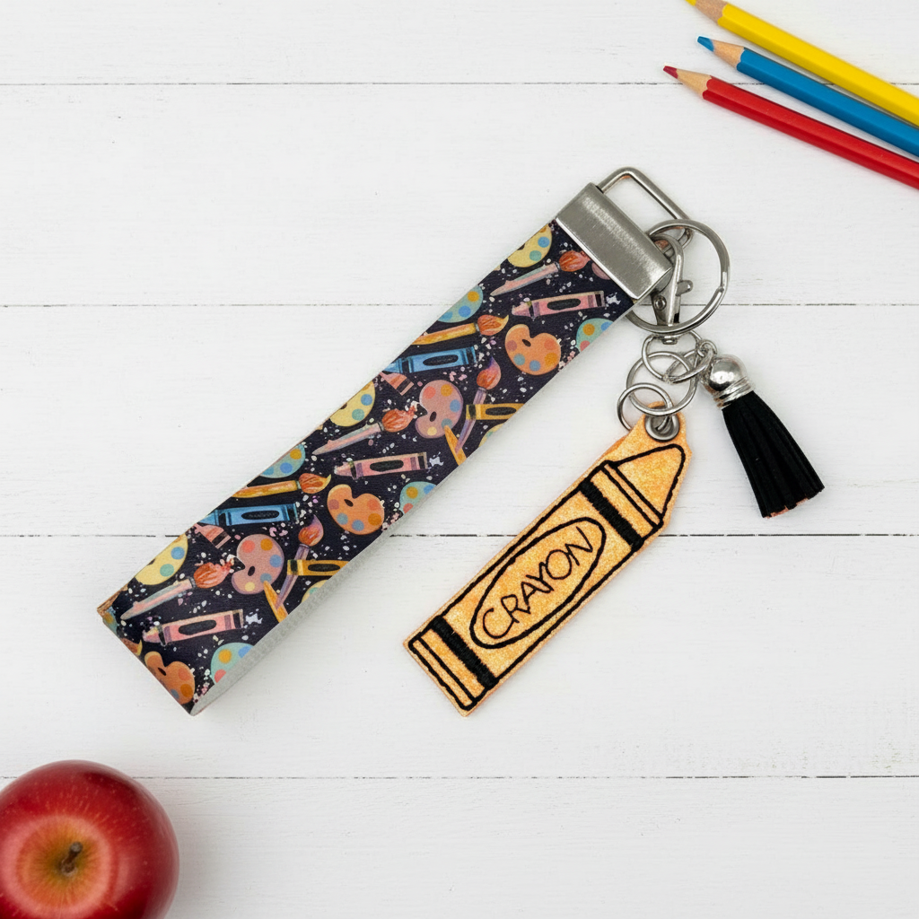 Crayon Keychain and Wristlet, handmade keychain wristlet - view 2