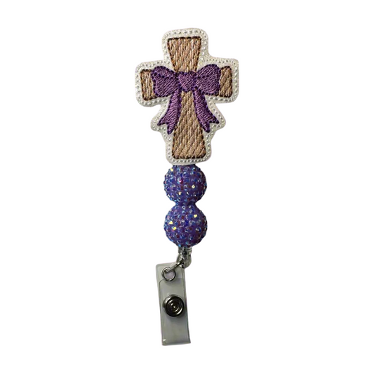 Cross with Bow Badge Reel