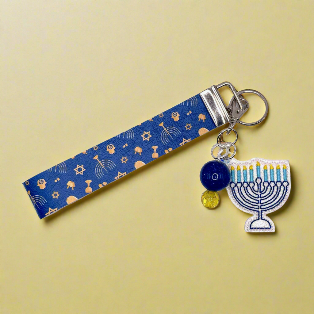Menorah Keychain and Wristlet, handmade keychain wristlet - view 4
