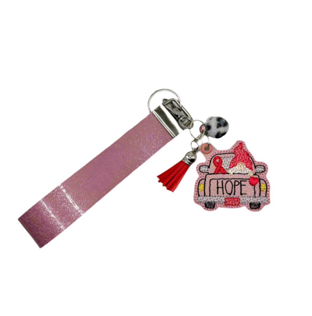 Pink Gnome Hope Truck Keychain and Wristlet