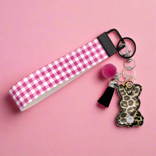 Leopard Bunny Keychain and Wristlet