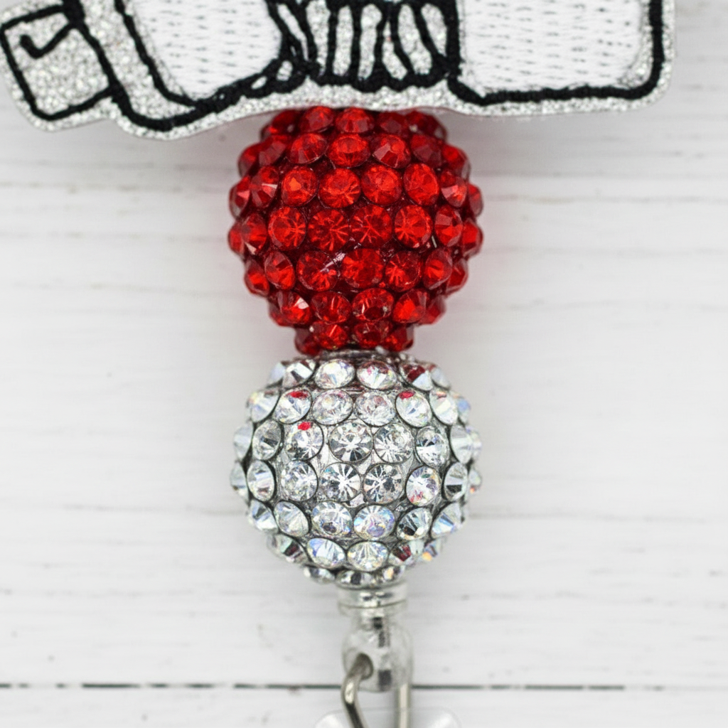 Take Charge Beaded Badge Reel, handmade retractable ID badge reel - view 3