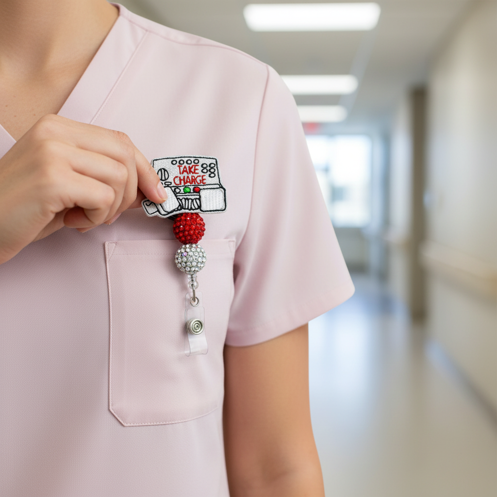 Take Charge Beaded Badge Reel