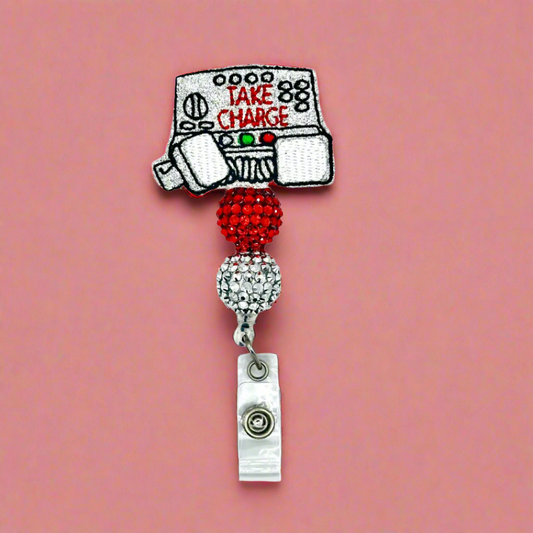 Take Charge Beaded Badge Reel