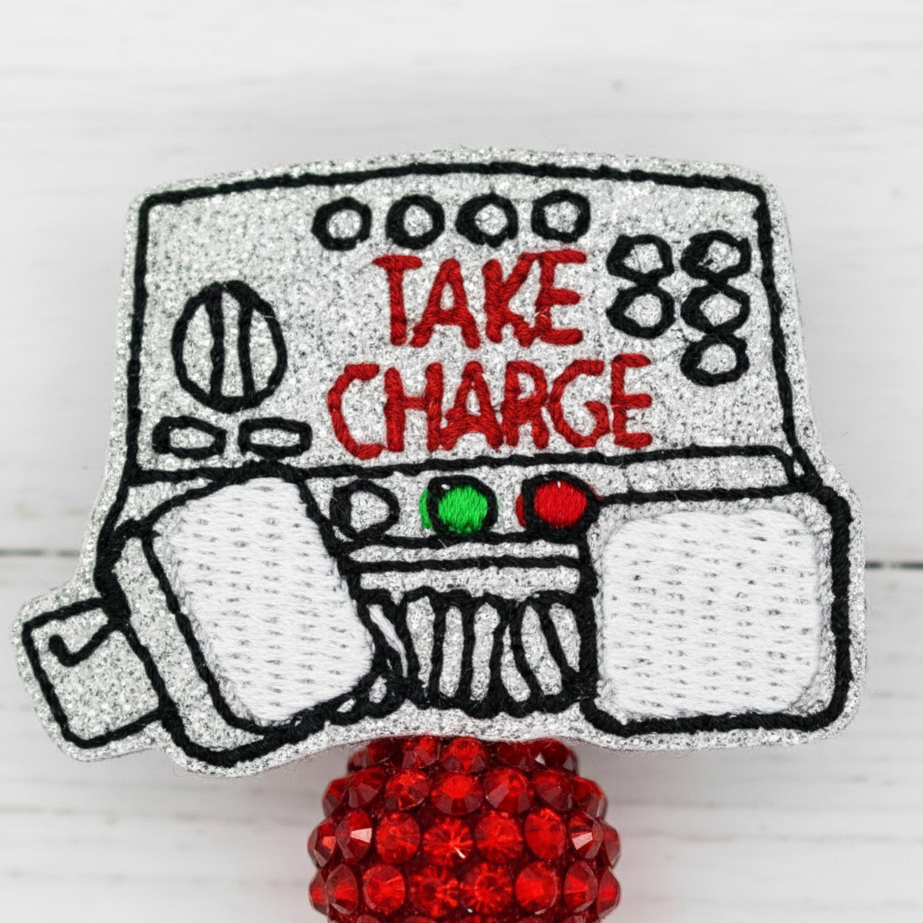 Take Charge Beaded Badge Reel, handmade retractable ID badge reel - view 2
