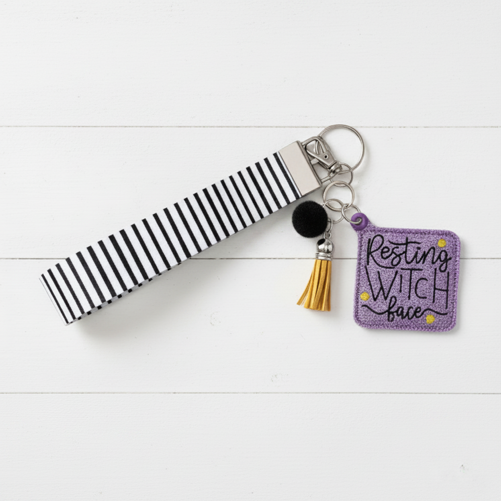 Resting Witch Face Keychain and Wristlet