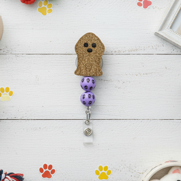 Cocker Spaniel Badge Reel, handmade retractable ID badge reel