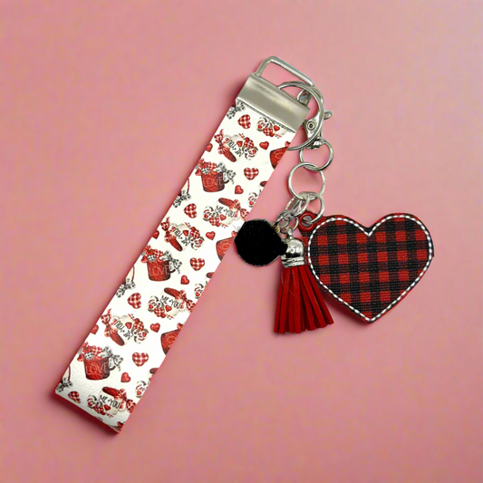 Buffalo Plaid Heart Keychain and Wristlet