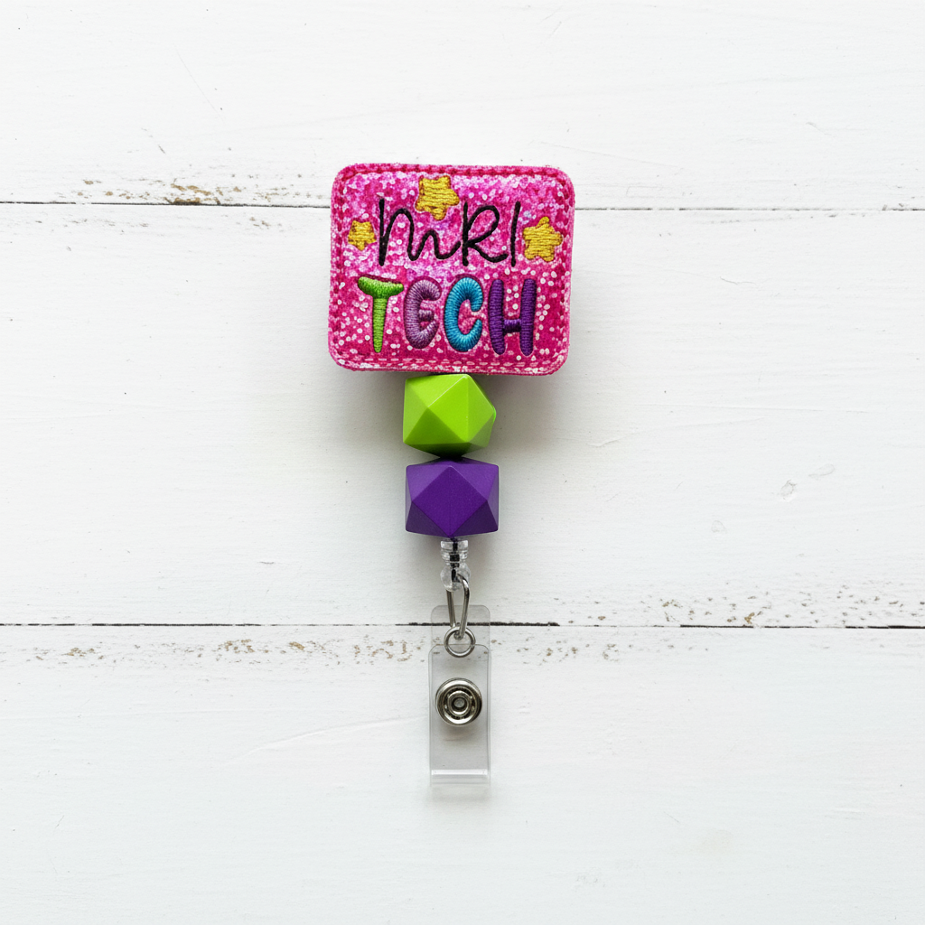 MRI Tech Badge Reel, handmade retractable ID badge reel