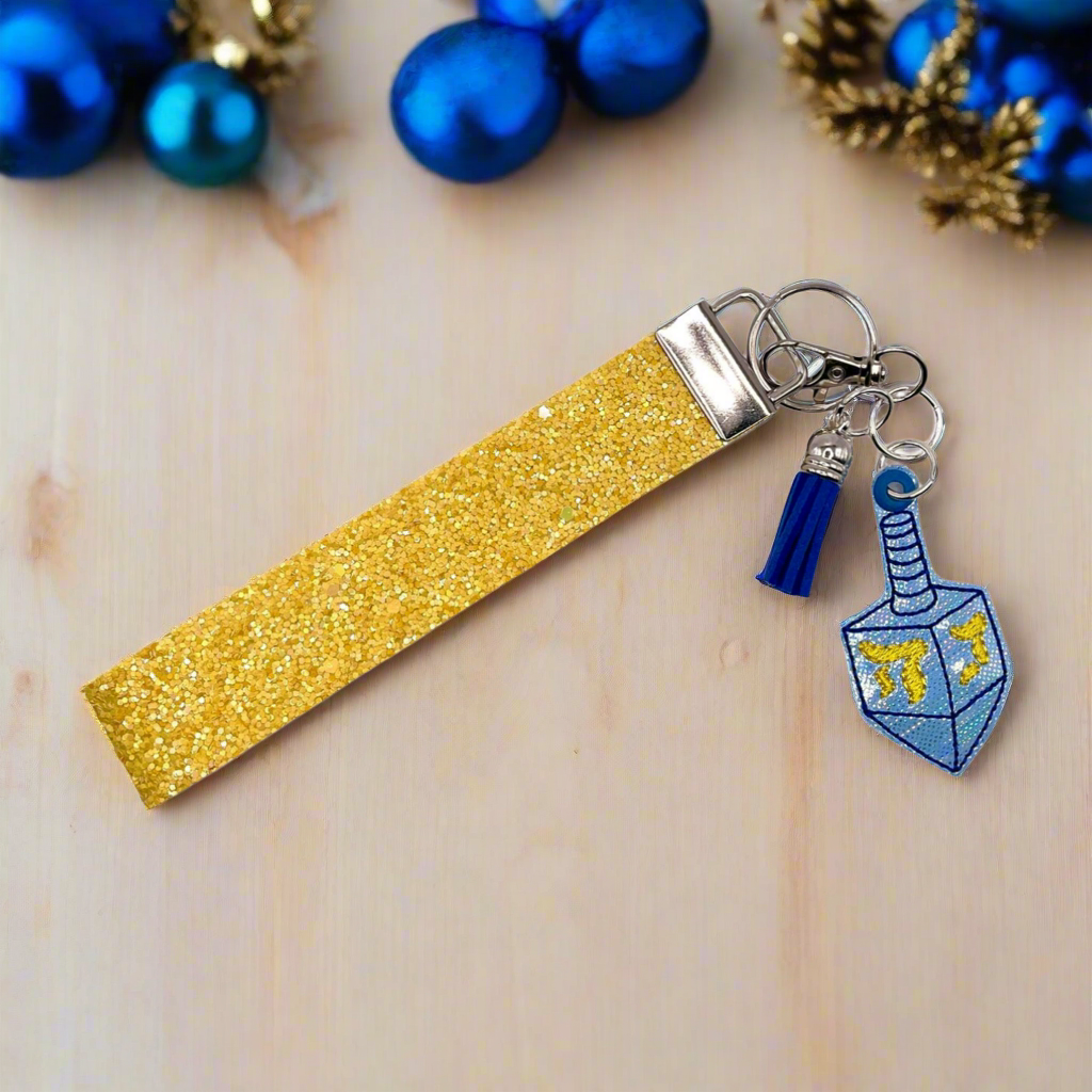 Dreidel Keychain and Wristlet, handmade keychain wristlet - view 3