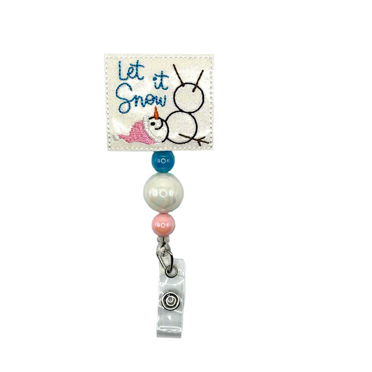 Let It Snow Silly Snowman Badge Reel