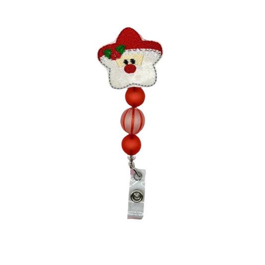 Santa Star Beaded Badge Reel