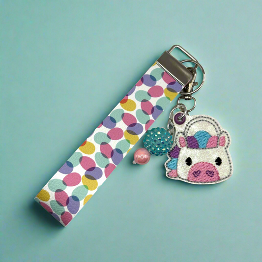 Unicorn Easter Basket Keychain and Wristlet