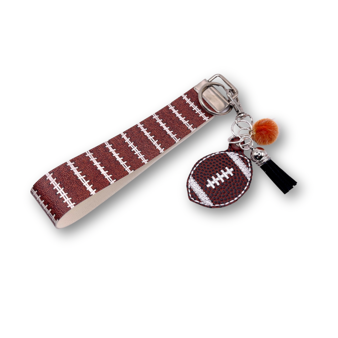 Orange and Black Football Keychain and Wristlet