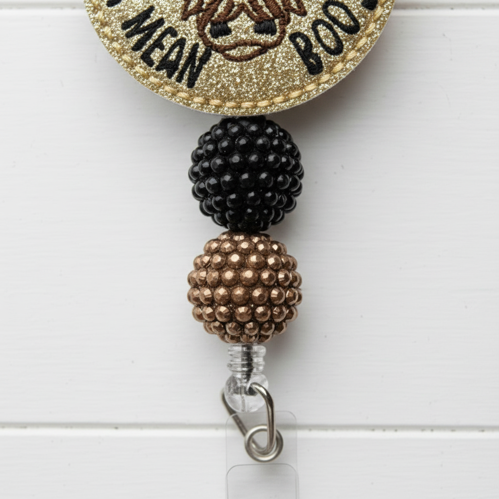 Moo! I mean Boo! Badge Reel, handmade retractable ID badge reel - view 3