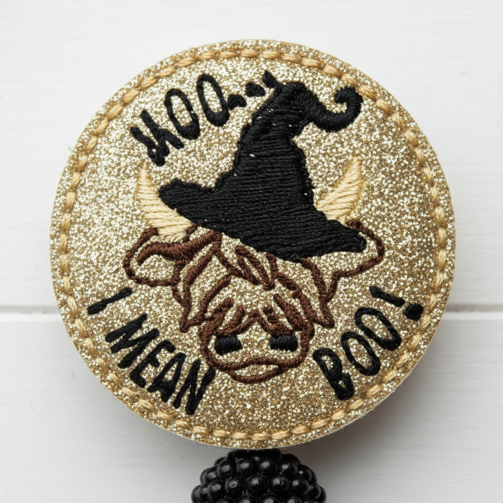 Moo! I mean Boo! Badge Reel, handmade retractable ID badge reel - view 2