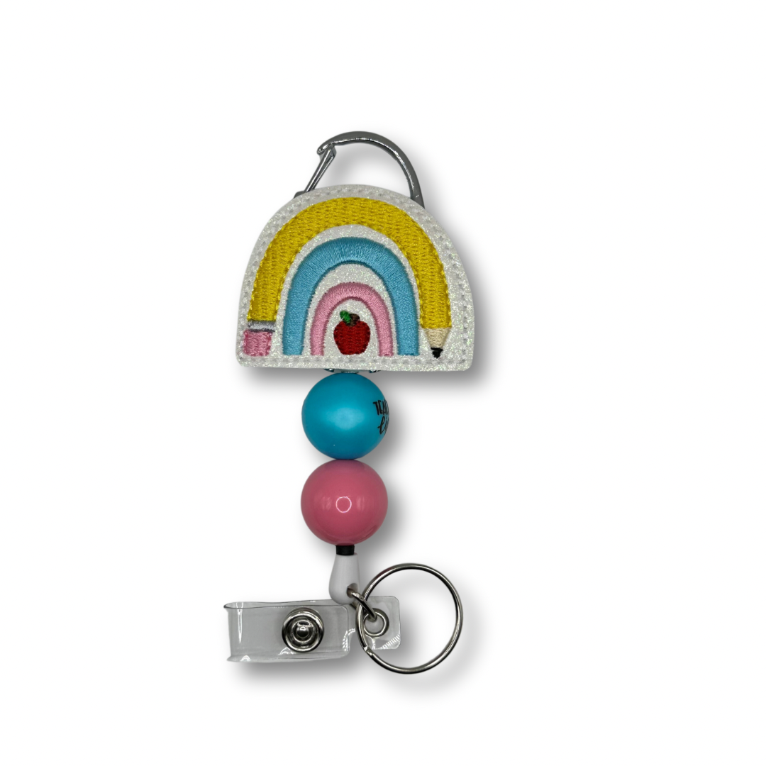 Pencil Rainbow Badge Reel