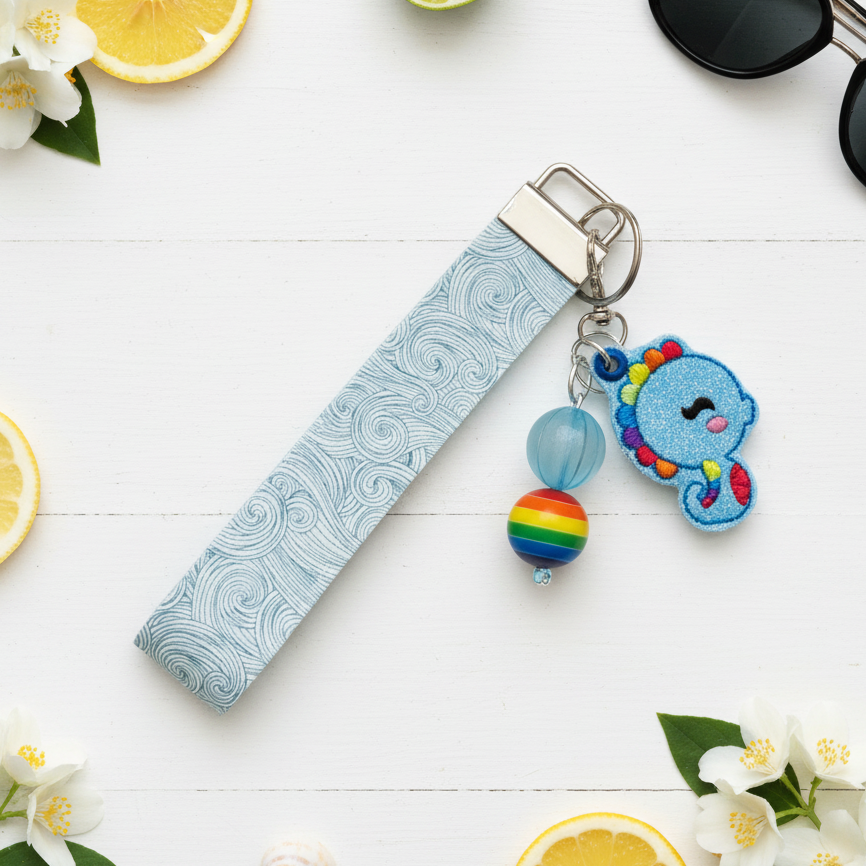 Rainbow Seahorse Keychain and Wristlet