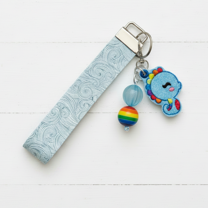 Rainbow Seahorse Keychain and Wristlet, handmade keychain wristlet - view 2