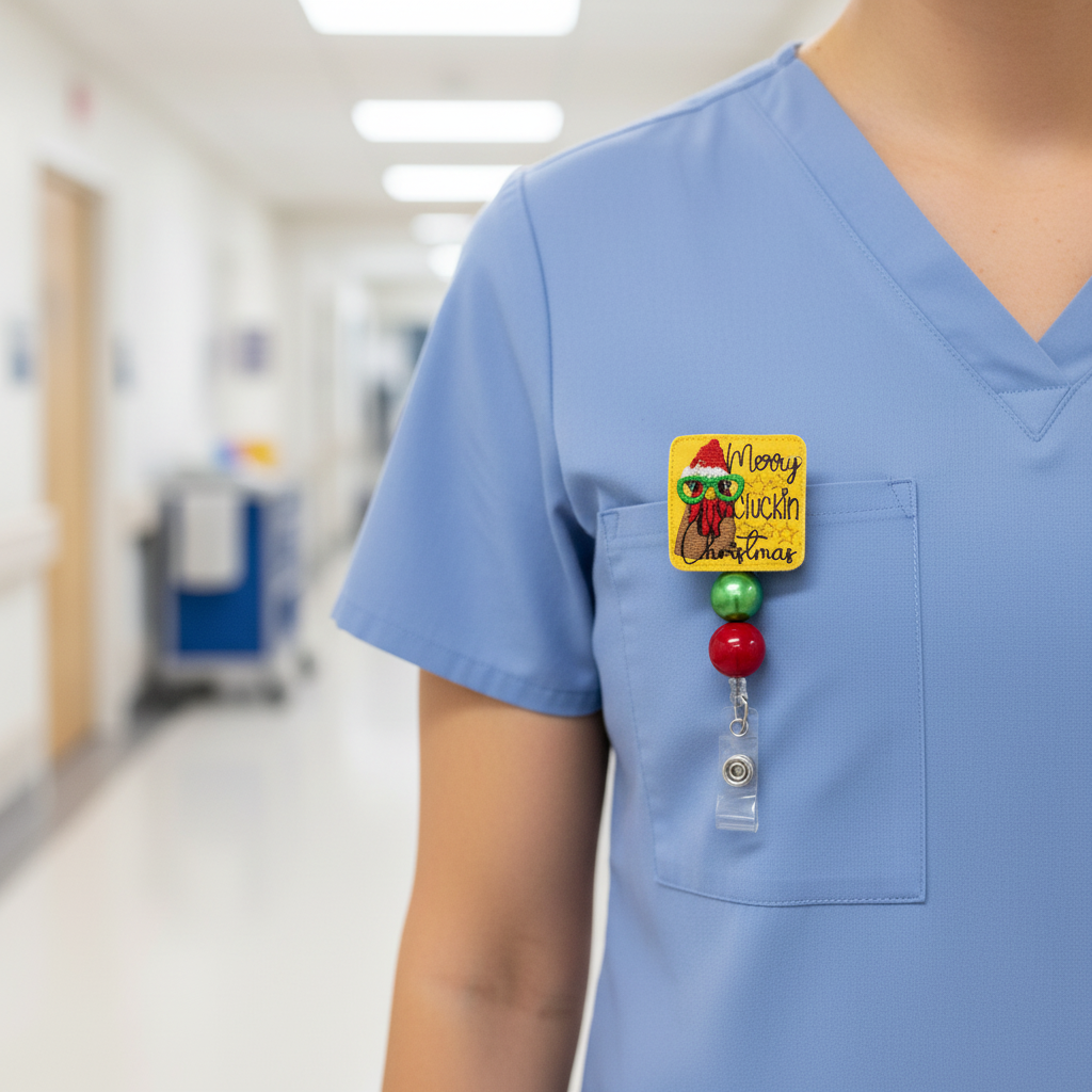 Merry Clucking Christmas Badge Reel