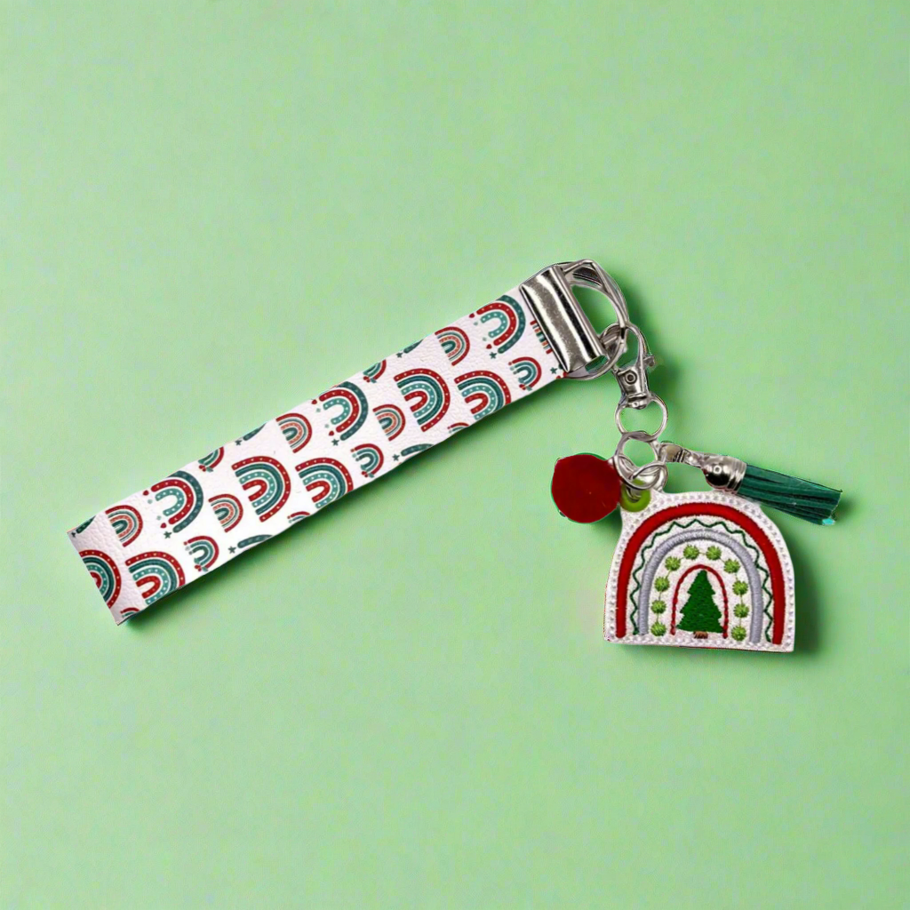 Christmas Tree Rainbow Keychain and Wristlet