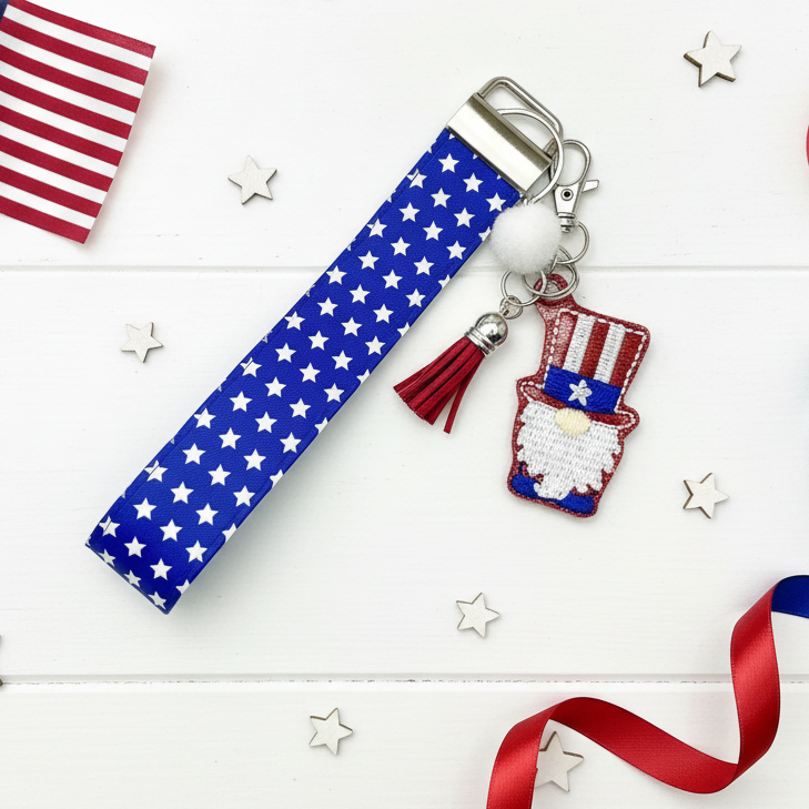 Uncle Sam Gnome Keychain and Wristlet