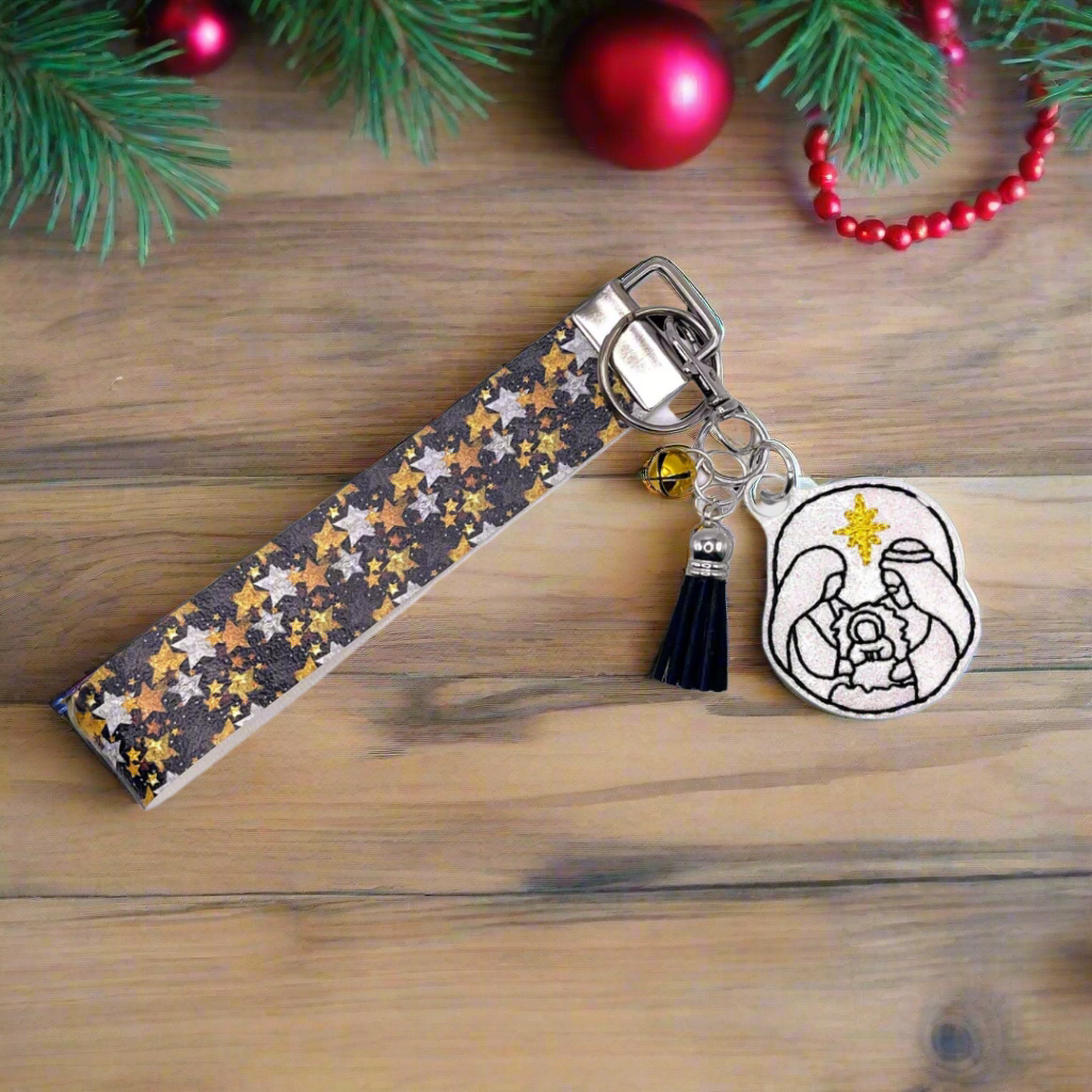 Nativity Keychain and Wristlet, handmade keychain wristlet - view 2