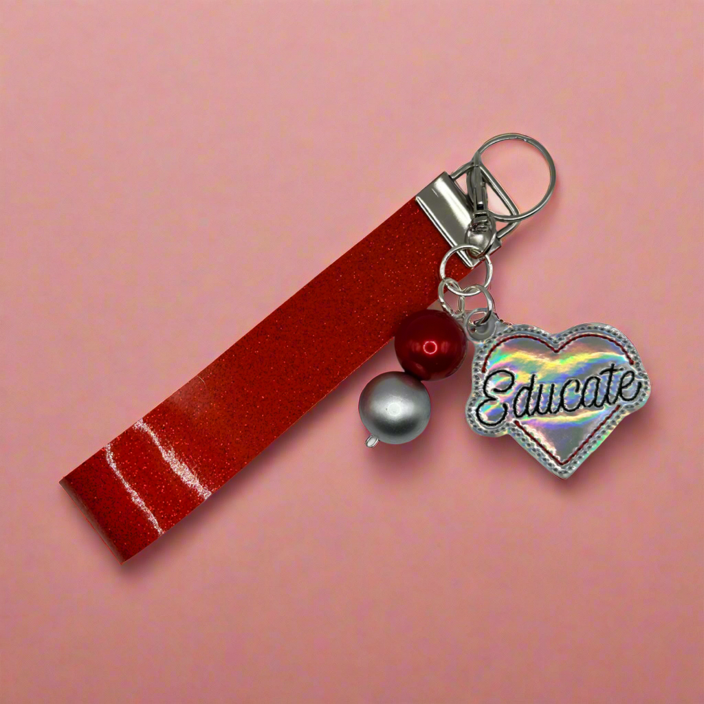 Educate Heart Keychain and Wristlet