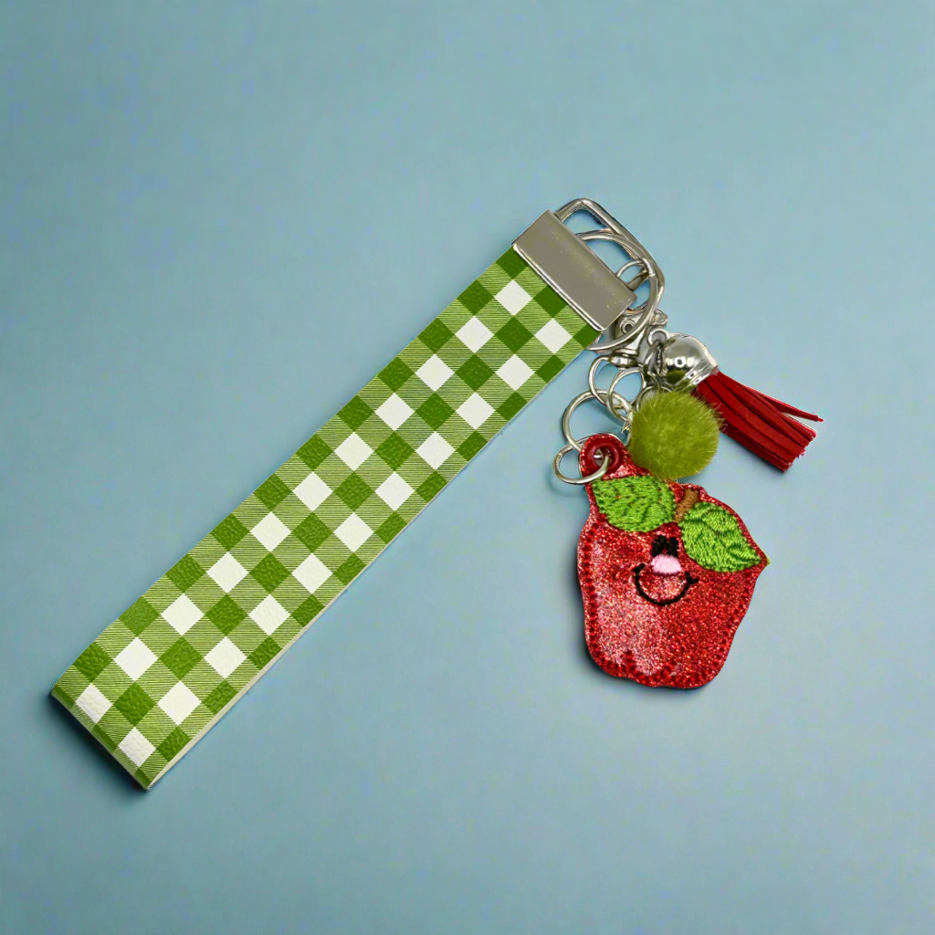 Happy Apple Keychain and Wristlet