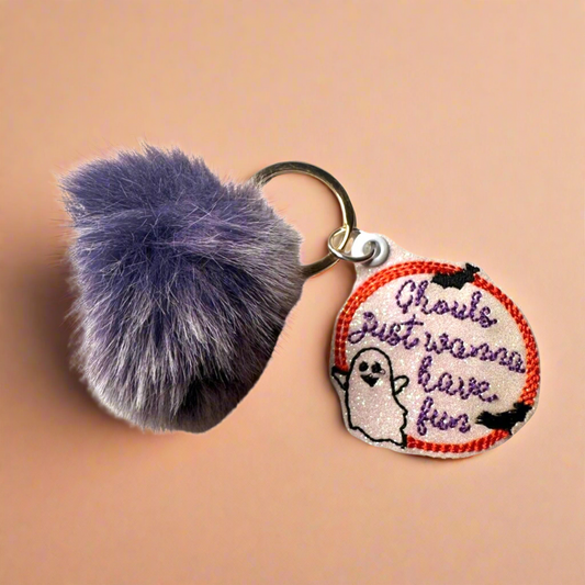 Ghouls Just Wanna Have Fun Pom Pom Keychain