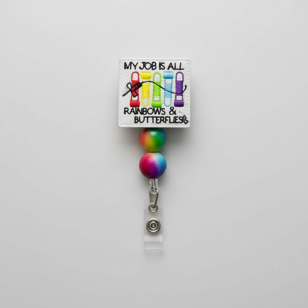 Rainbow and Butterflies Badge Reel