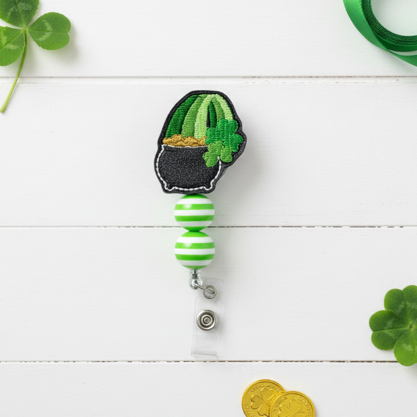 Pot of Gold Rainbow Badge Reel