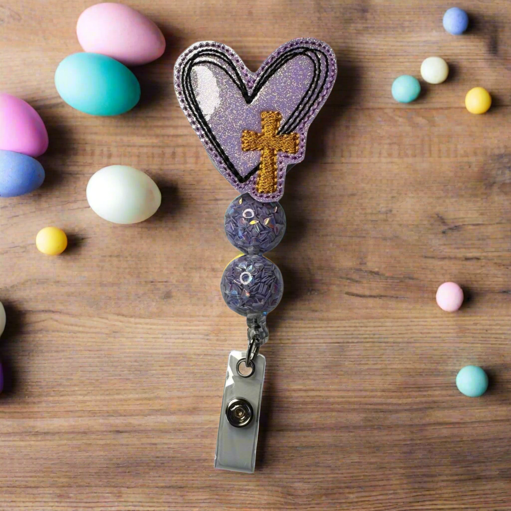 Purple Heart with Cross Badge Reel