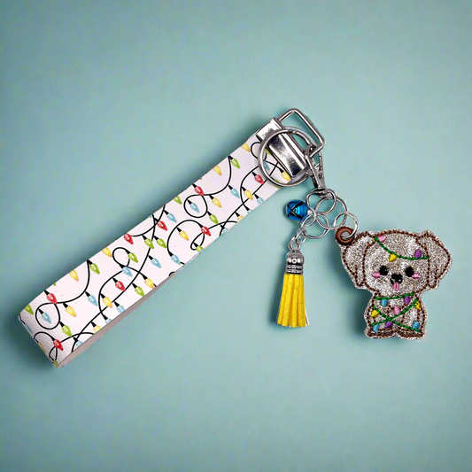 Christmas Light Puppy Keychain and Wristlet