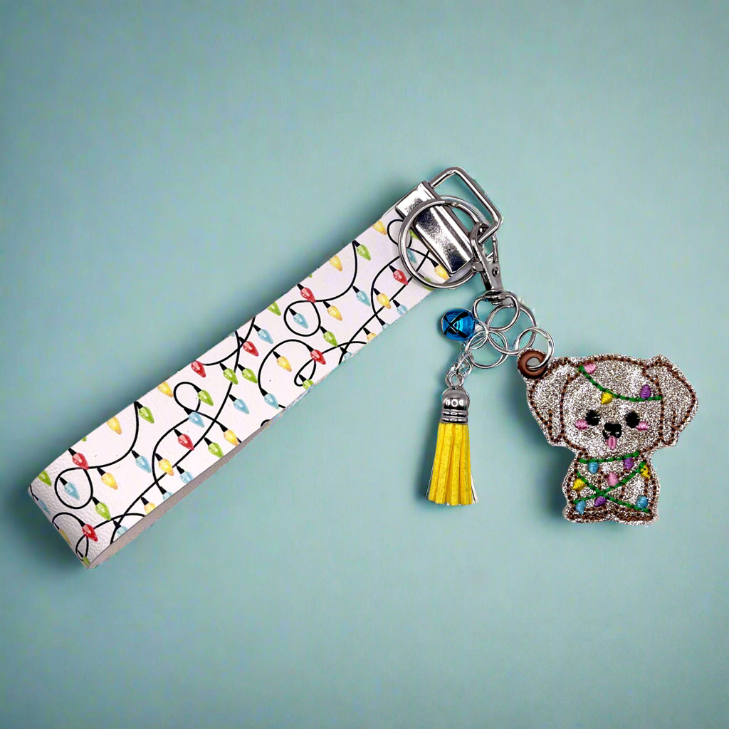 Christmas Light Puppy Keychain and Wristlet, handmade keychain wristlet - view 3
