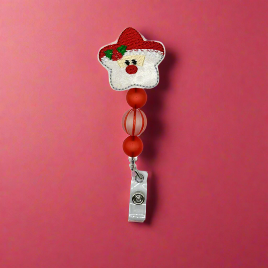 Santa Star Beaded Badge Reel