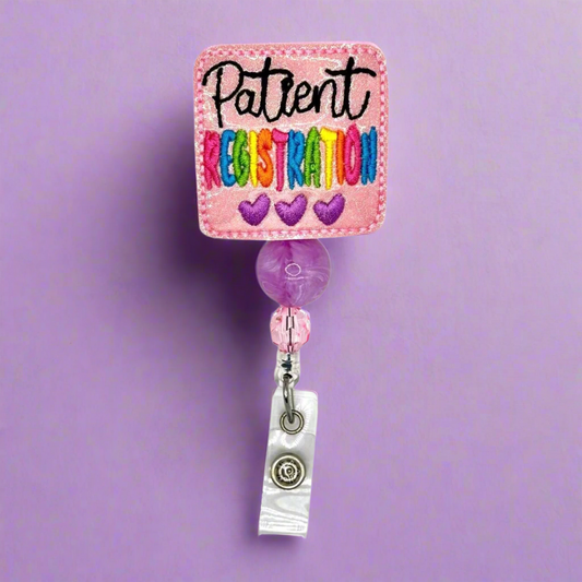 Patient registration badge reel