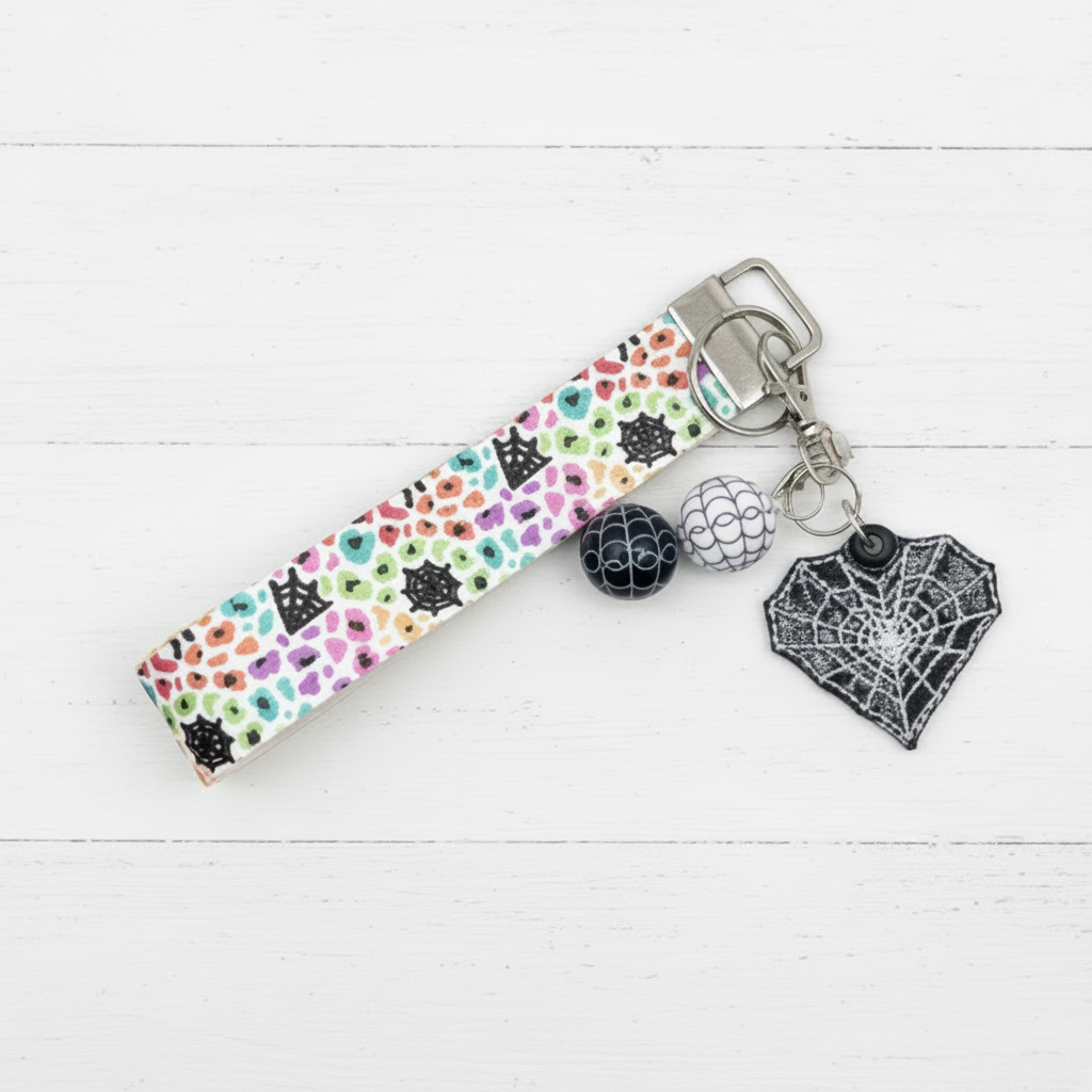 Spider Web Heart Keychain and Wristlet