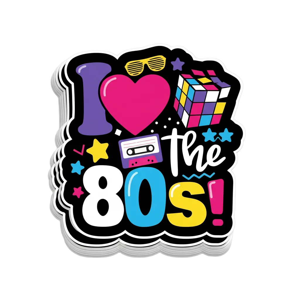 I love the 80s Sticker – 3 Blue Pineapples