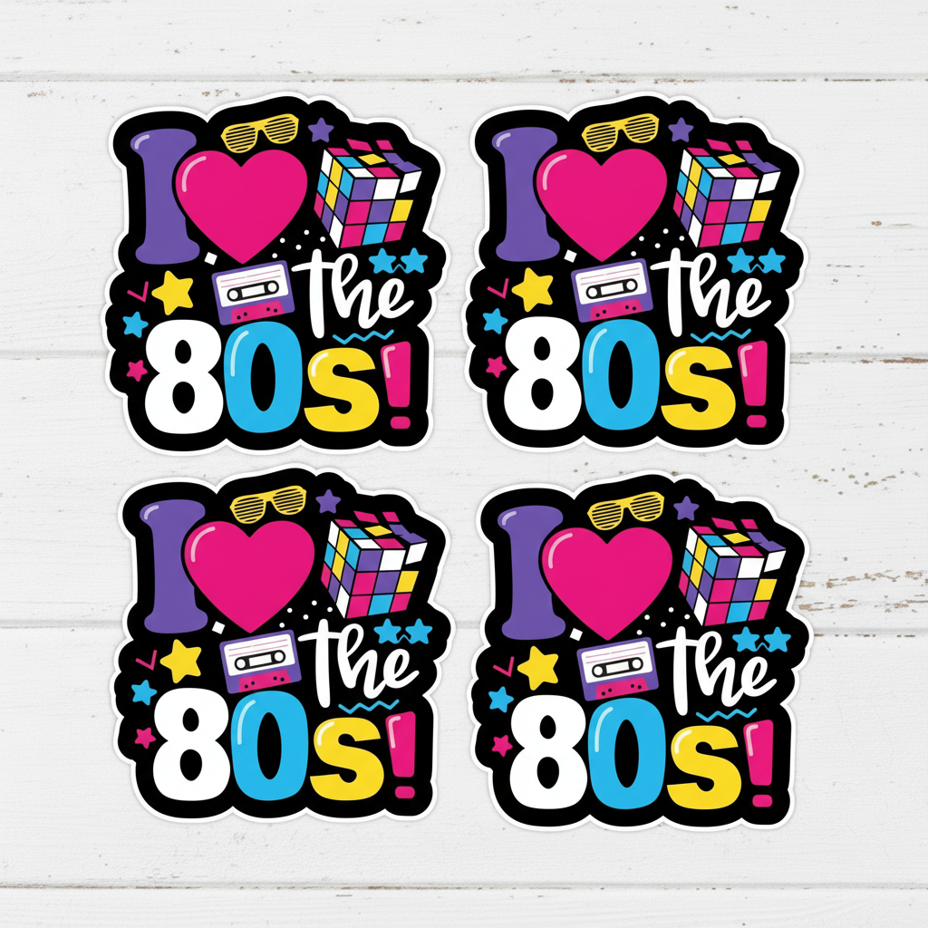 I love the 80s Sticker, handmade sticker - view 2