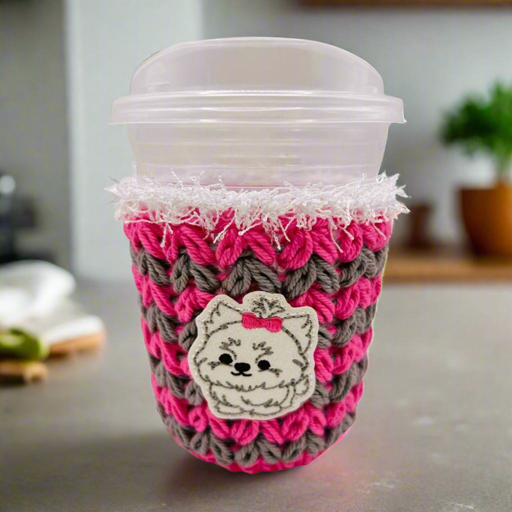 Shih Tzu cozy, handmade drink sleeve