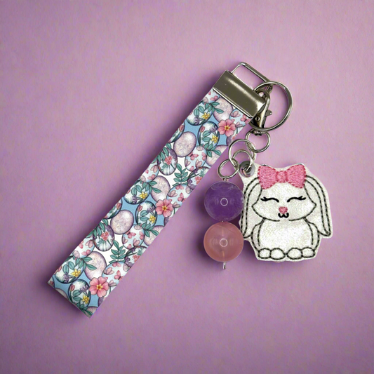 Bunny with Bow Keychain and Wristlet