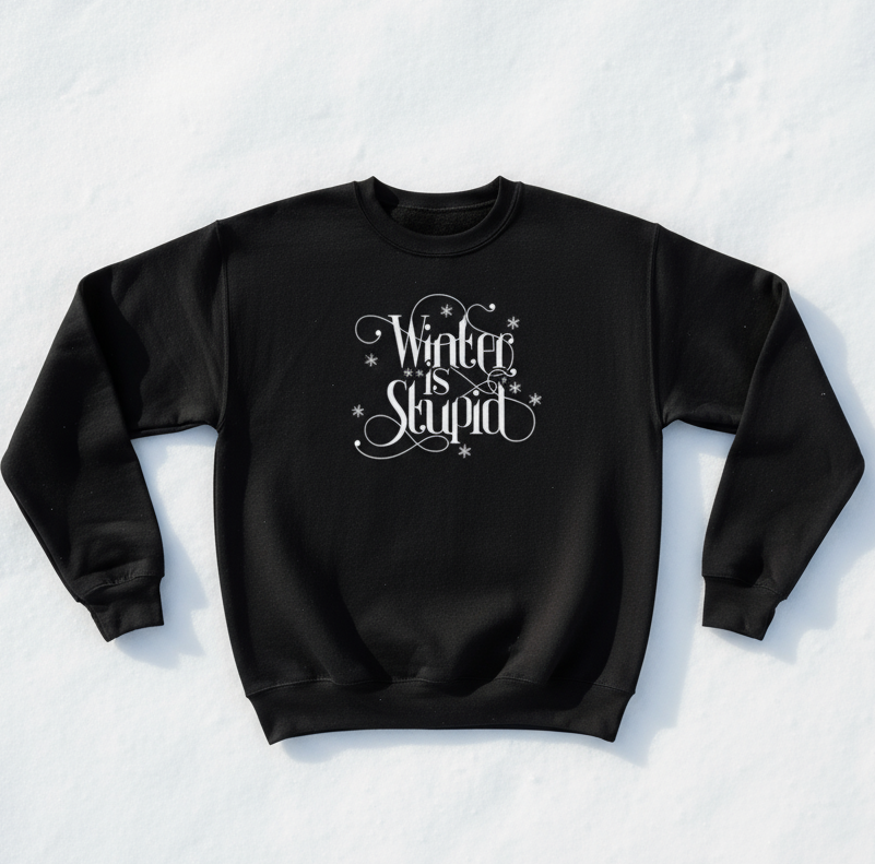 Winter is Stupid Sweatshirt, handmade sweatshirt